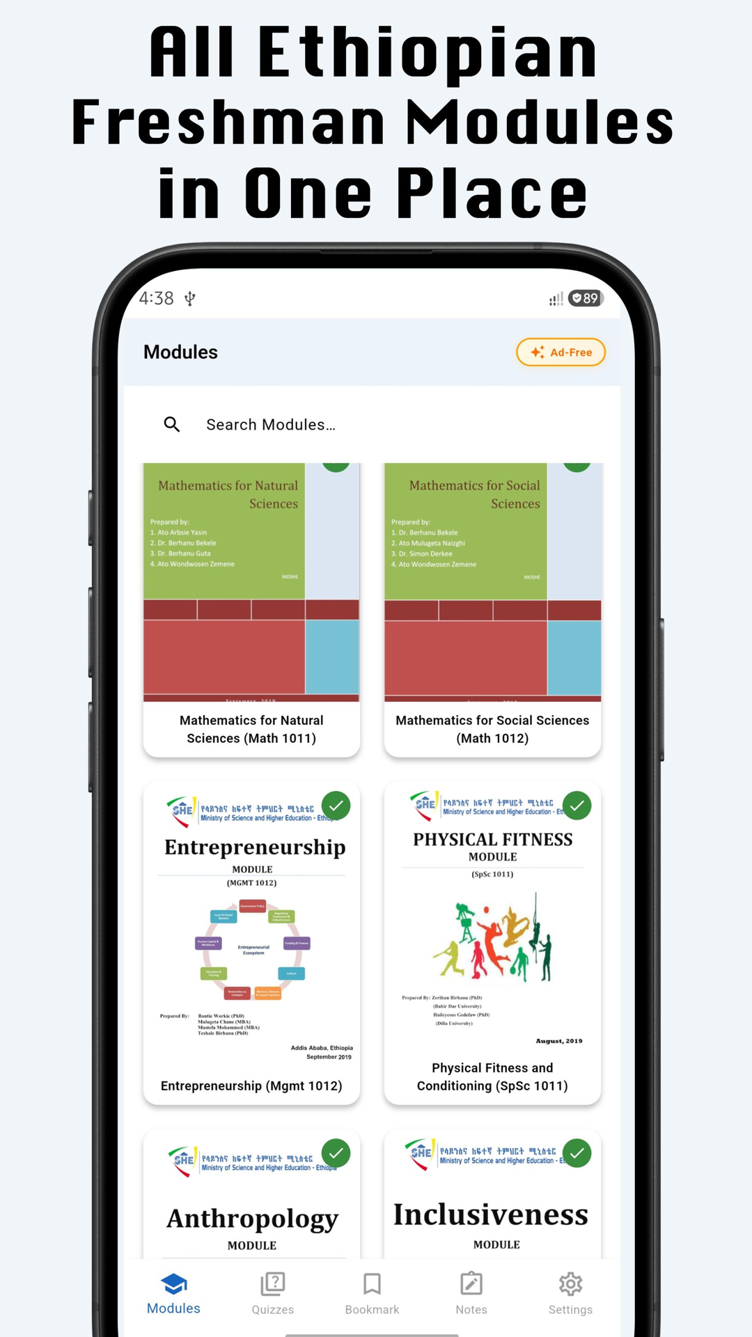 Freshman Modules  Ethio Study App Screen Shot Images